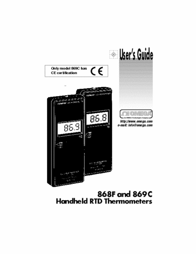 Omega 868F and 869C 868F and 869C Handheld RTD Thermometers User Manual